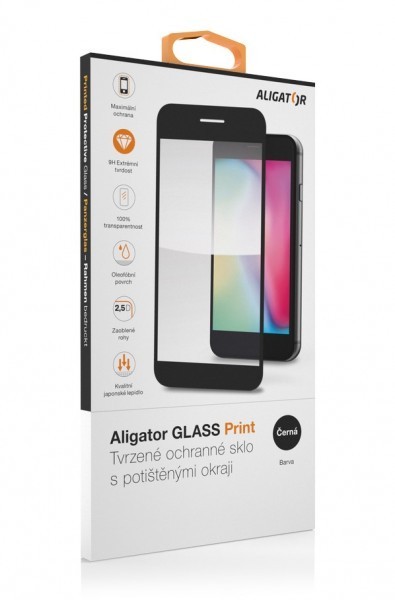 Ochranné tvrzené sklo ALIGATOR PRINT, Xiaomi Redmi Note7, černá, celoplošné lepení