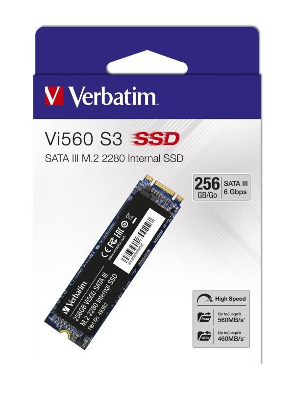 Verbatim SSD 256GB M.2 2280 SATA III Vi560 S3 interní disk, Solid State Drive