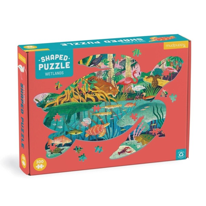 Mudpuppy Puzzle Mokřady ve tvaru želvy 300 dílků