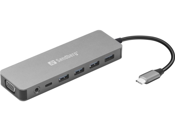 Sandberg USB-C Travel Dock, cestovní dokovací stanice13-v-1 , USB port, HDMI, VGA,Ethernet port...