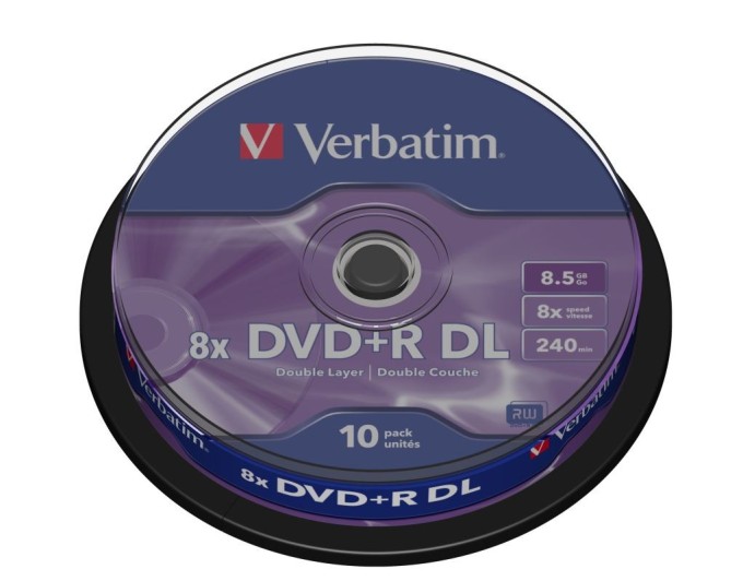 DVD+R Verbatim 8,5 GB (240min) DL 8x 10-cake