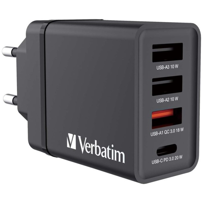 Verbatim USB nabíječka do sítě, 30W, 4 portová, černá