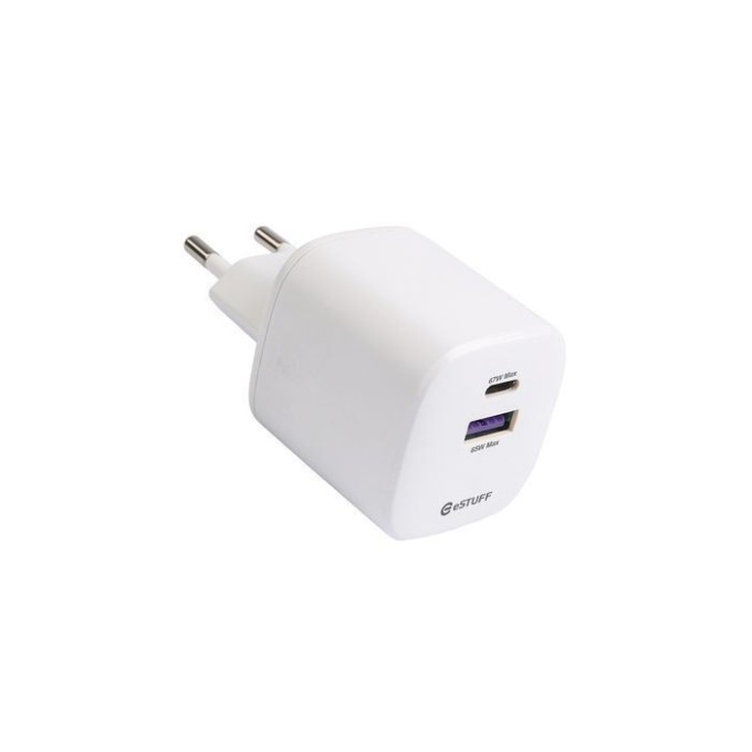 eSTUFF INFINITE USB-C Charger, EU, PD 67W GaN.,100 % recyklovaný TPU, bílá