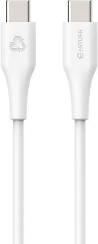 eSTUFF INFINITE Super Soft USB-C to USB-C Cable, 2m, 100% recyklovaný, bílá