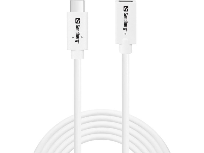 Sandberg nabíjecí kabel  USB-C na C M-F USB 3.1 100W 2m, bílá