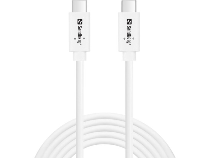 Sandberg nabíjecí kabel  USB-C na USB-C 3.1 G2 100W, 2m, bílá