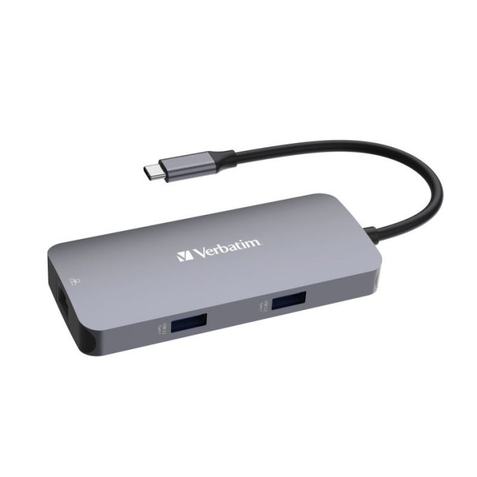 Verbatim USB-C Pro Multiport Hub CMH-05, 5 portů /HDMI, USB-A, USB-C, RJ45/, stříbrná