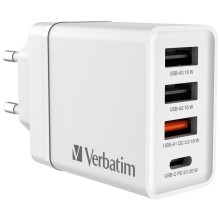 Verbatim USB nabíječka do sítě, 30W, 4 portová, bílá